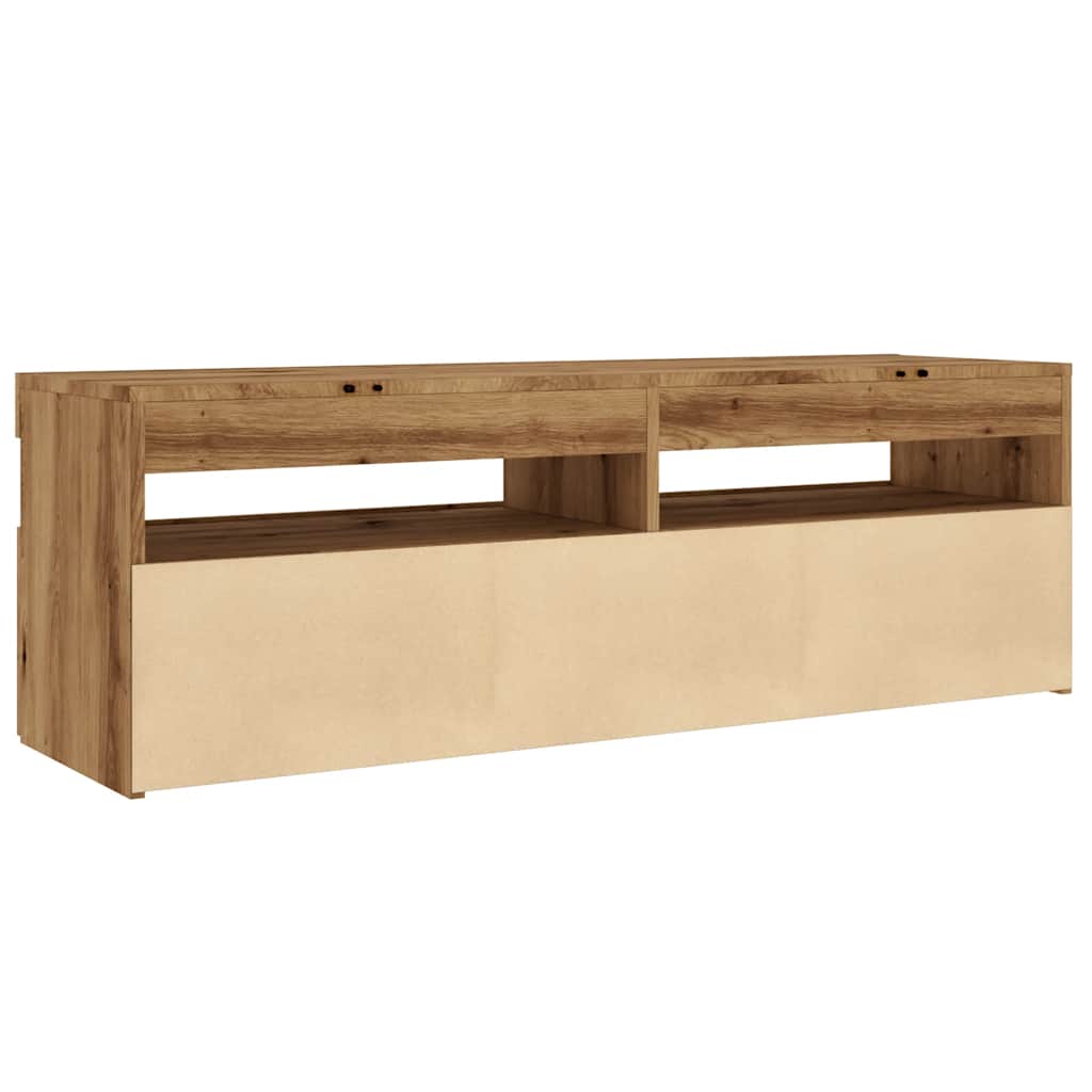 Tv-meubel met LED 120x35x40 cm bewerkt hout artisanaal eiken is nu te koop bij PeponiXL, paradijselijk wonen!