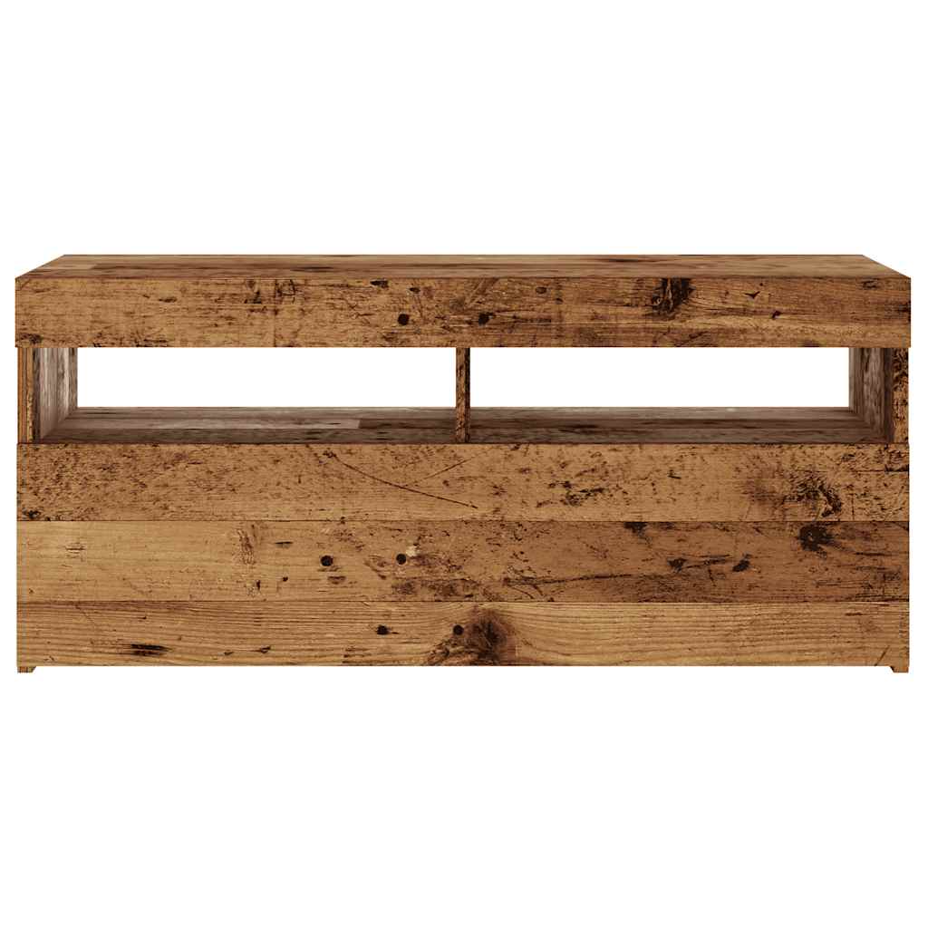 Tv-meubel met LED 90x35x40 cm bewerkt hout oud hout is nu te koop bij PeponiXL, paradijselijk wonen!