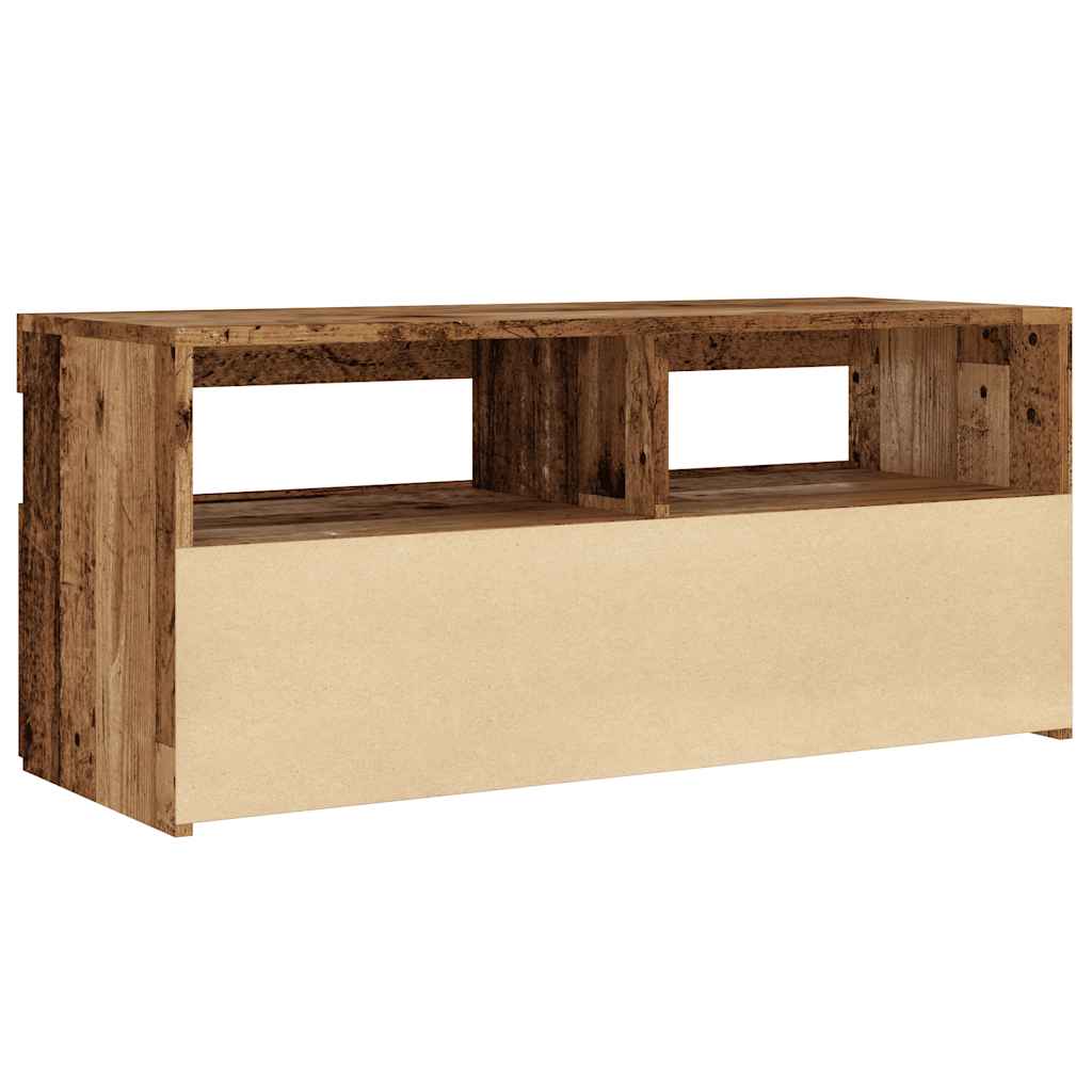 Tv-meubel met LED 90x35x40 cm bewerkt hout oud hout is nu te koop bij PeponiXL, paradijselijk wonen!