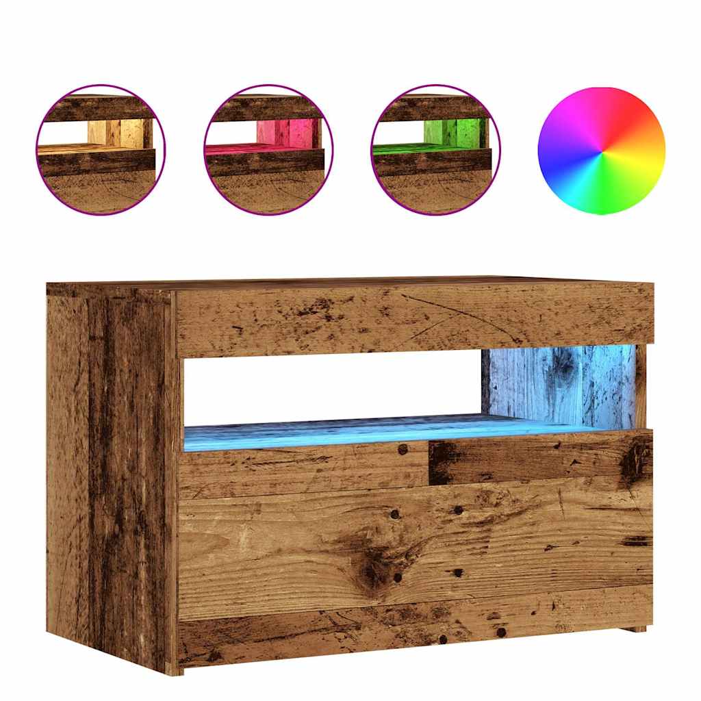 Tv-meubel met LED 60x35x40 cm bewerkt hout oud hout is nu te koop bij PeponiXL, paradijselijk wonen!
