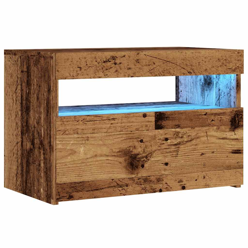 Tv-meubel met LED 60x35x40 cm bewerkt hout oud hout is nu te koop bij PeponiXL, paradijselijk wonen!