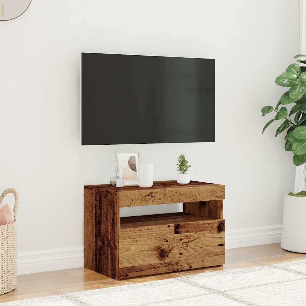 Tv-meubel met LED 60x35x40 cm bewerkt hout oud hout is nu te koop bij PeponiXL, paradijselijk wonen!