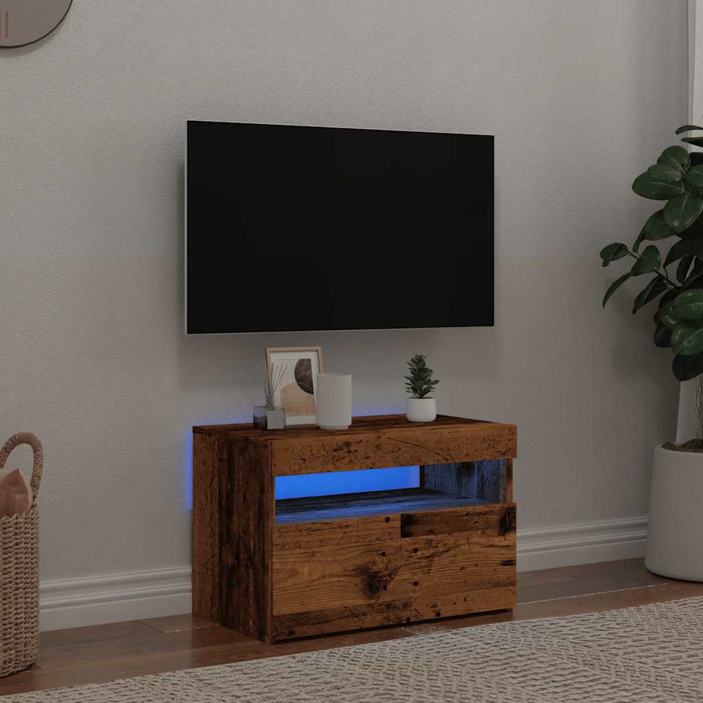 Tv-meubel met LED 60x35x40 cm bewerkt hout oud hout is nu te koop bij PeponiXL, paradijselijk wonen!