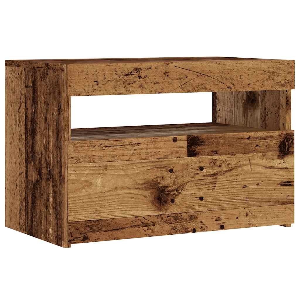 Tv-meubel met LED 60x35x40 cm bewerkt hout oud hout is nu te koop bij PeponiXL, paradijselijk wonen!