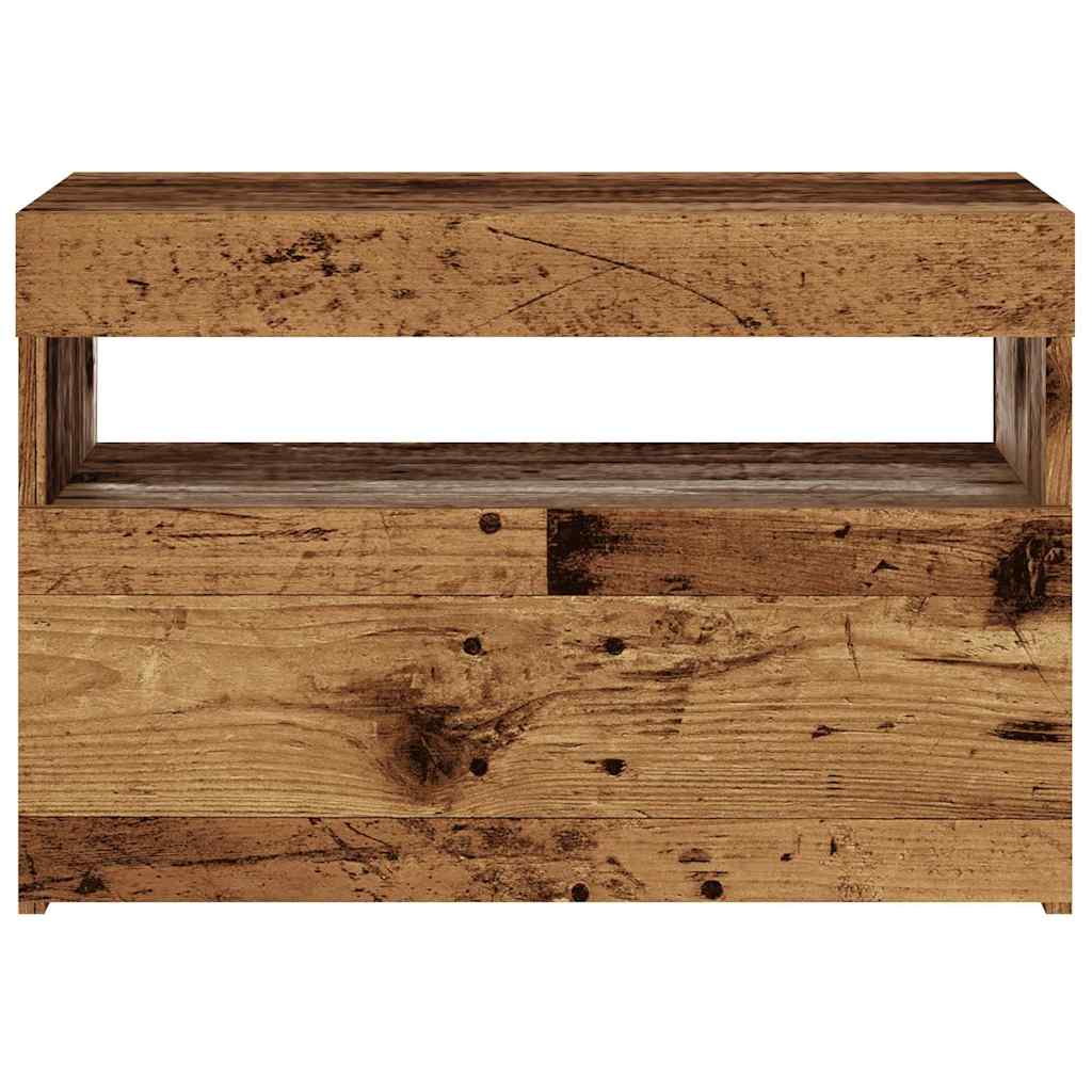 Tv-meubel met LED 60x35x40 cm bewerkt hout oud hout is nu te koop bij PeponiXL, paradijselijk wonen!