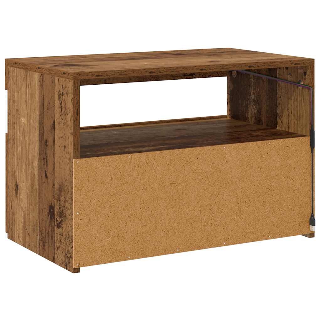 Tv-meubel met LED 60x35x40 cm bewerkt hout oud hout is nu te koop bij PeponiXL, paradijselijk wonen!