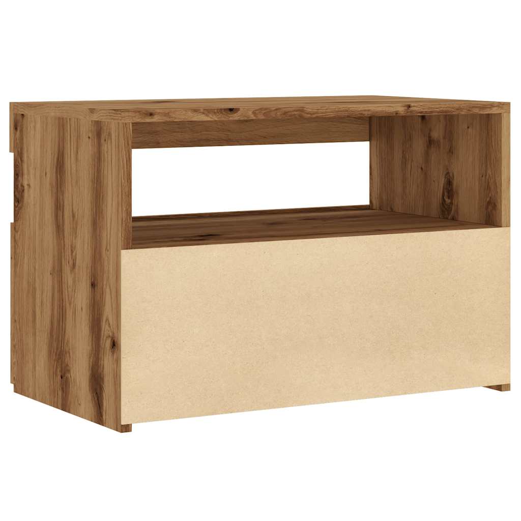 Tv-meubel met LED 60x35x40 cm bewerkt hout artisanaal eiken is nu te koop bij PeponiXL, paradijselijk wonen!