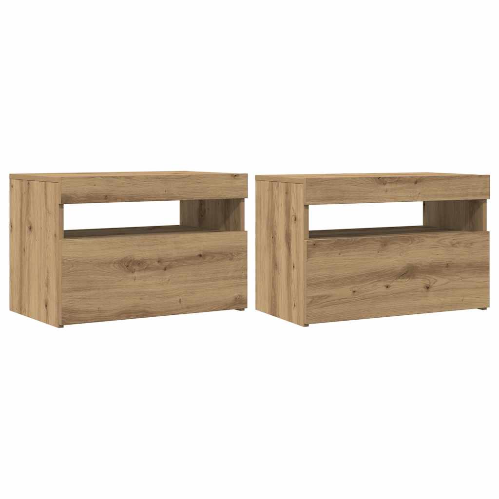 Tv-meubels met LED 2 st bewerkt hout artisanaal eiken is nu te koop bij PeponiXL, paradijselijk wonen!
