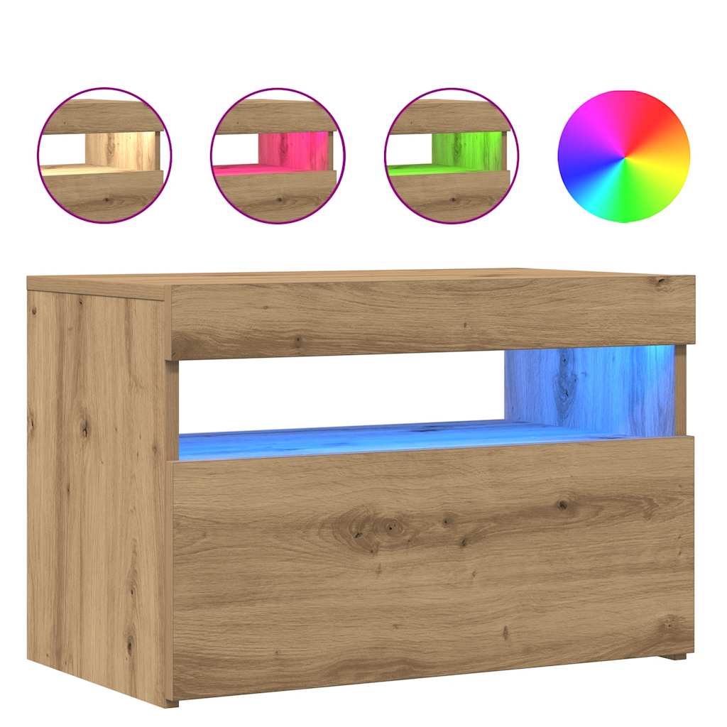 Tv-meubels met LED 2 st bewerkt hout artisanaal eiken is nu te koop bij PeponiXL, paradijselijk wonen!
