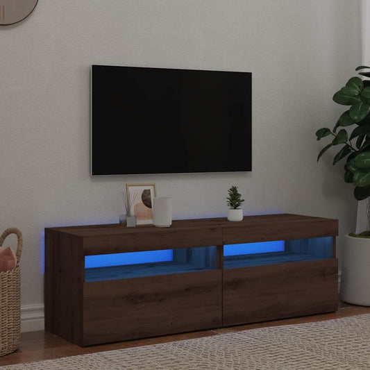 Tv-meubels met LED 2 st bewerkt hout artisanaal eiken is nu te koop bij PeponiXL, paradijselijk wonen!