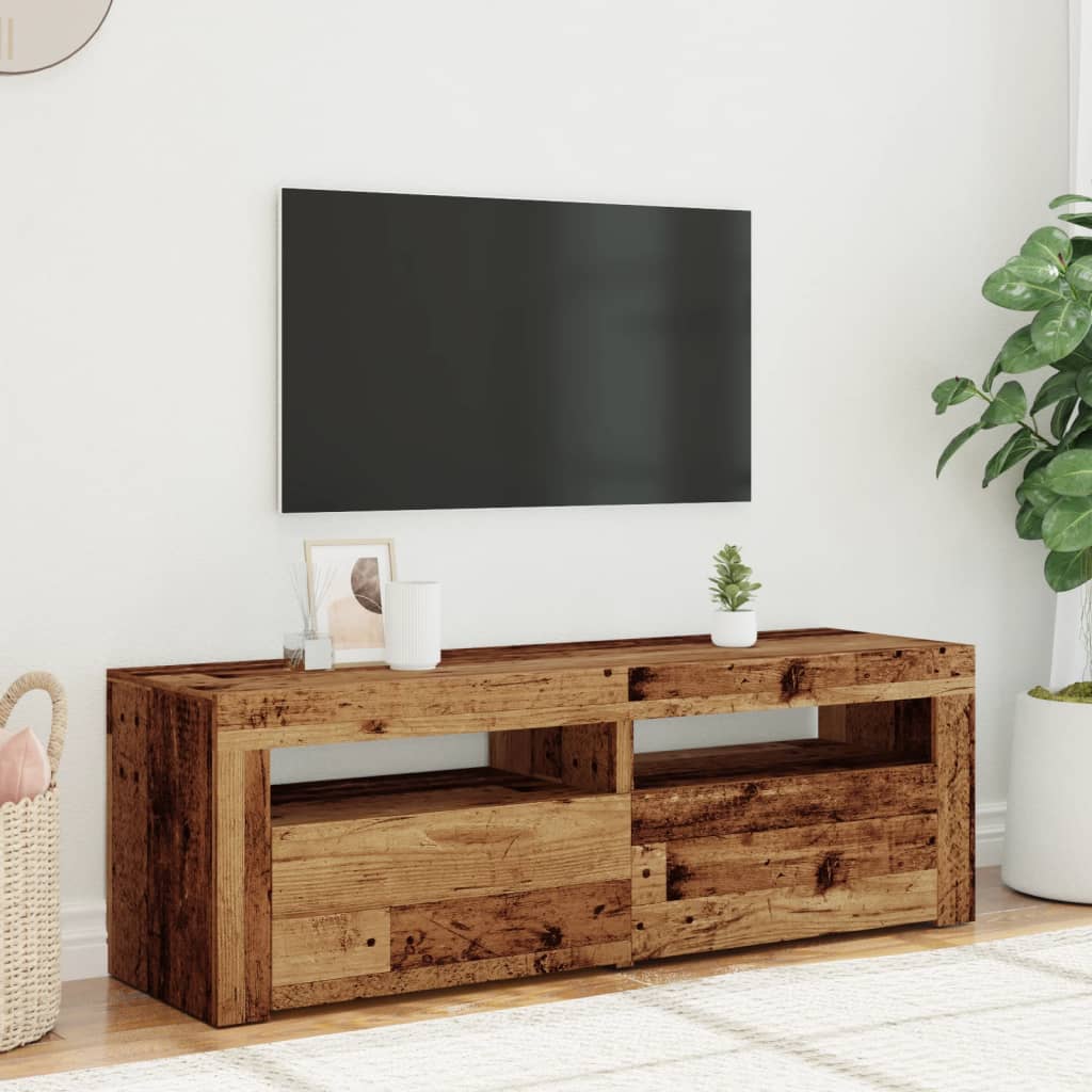 Tv-meubel met LED 120x35x40 cm bewerkt hout oud hout is nu te koop bij PeponiXL, paradijselijk wonen!