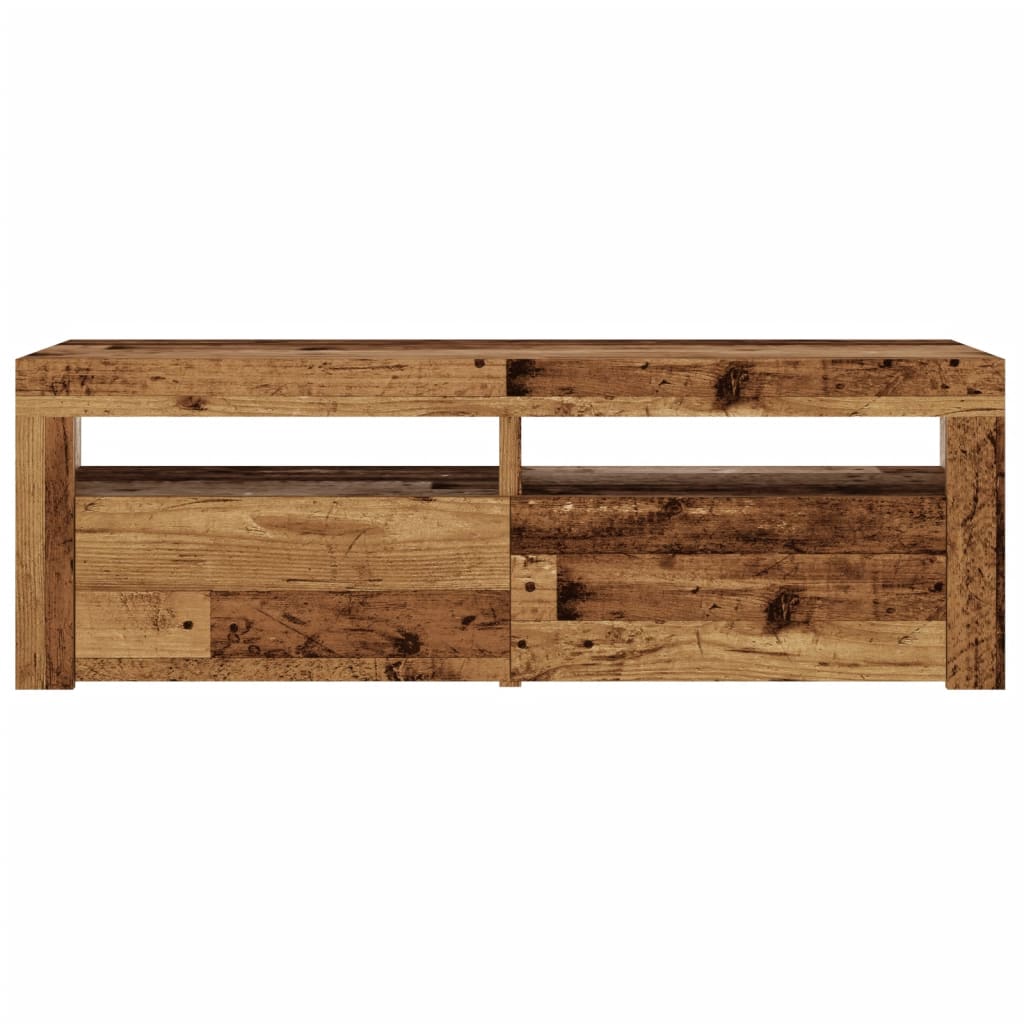 Tv-meubel met LED 120x35x40 cm bewerkt hout oud hout is nu te koop bij PeponiXL, paradijselijk wonen!