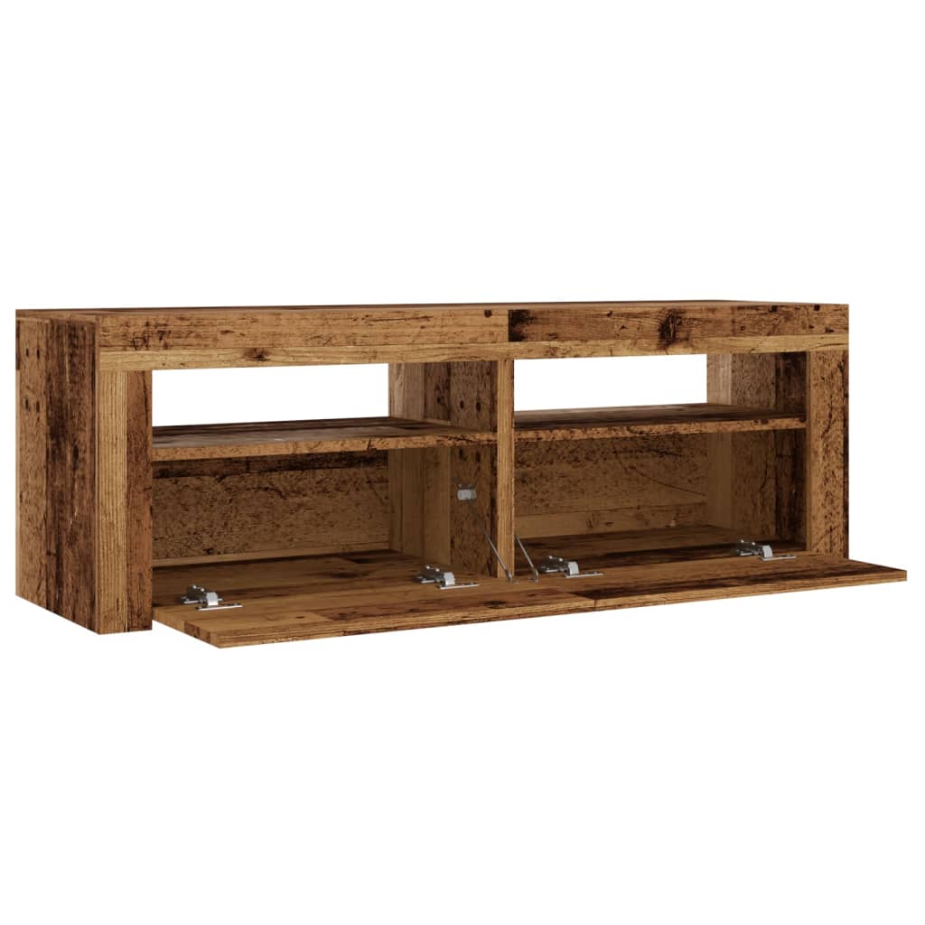 Tv-meubel met LED 120x35x40 cm bewerkt hout oud hout is nu te koop bij PeponiXL, paradijselijk wonen!
