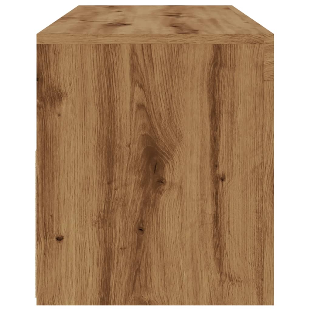 Tv-meubel met LED 120x35x40 cm bewerkt hout artisanaal eiken is nu te koop bij PeponiXL, paradijselijk wonen!