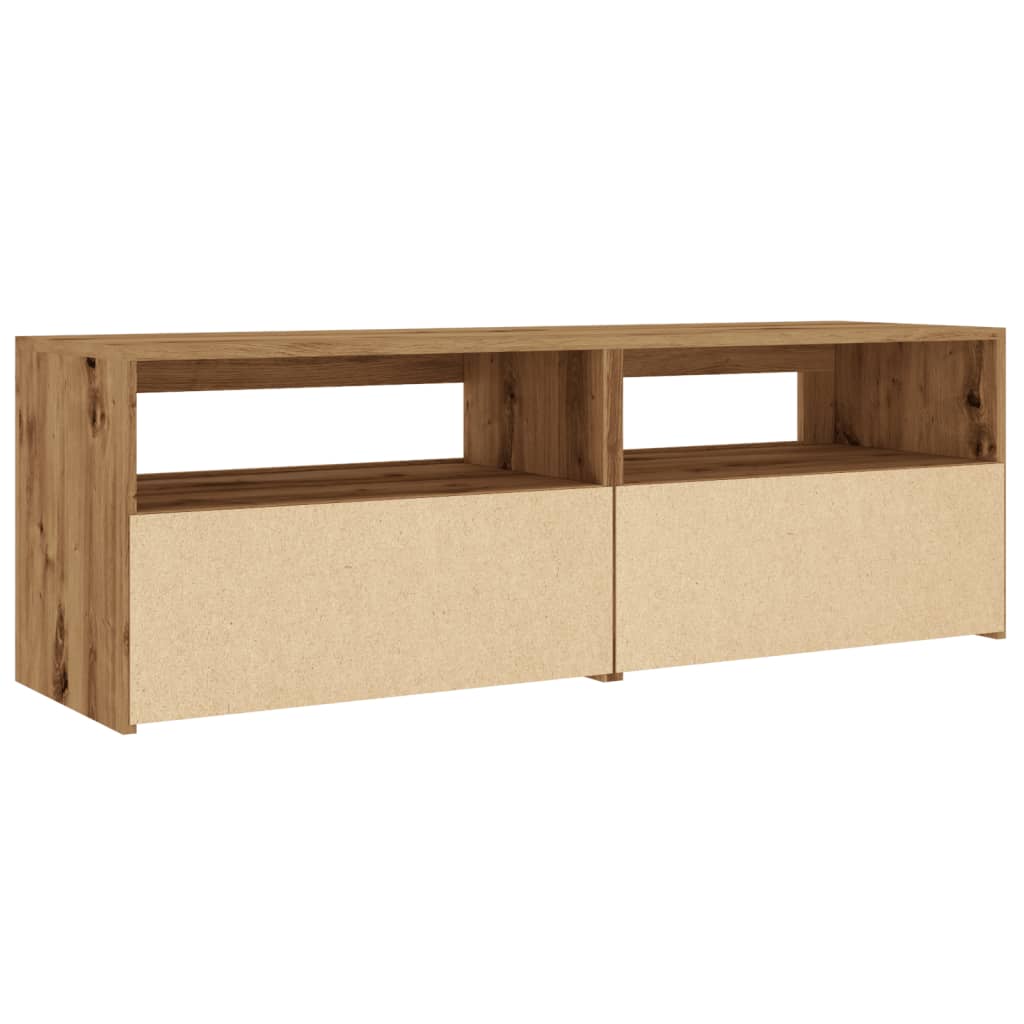 Tv-meubel met LED 120x35x40 cm bewerkt hout artisanaal eiken is nu te koop bij PeponiXL, paradijselijk wonen!