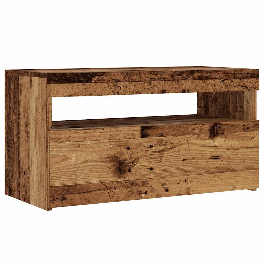Tv-meubel met LED 75x35x40 cm bewerkt hout oud hout is nu te koop bij PeponiXL, paradijselijk wonen!