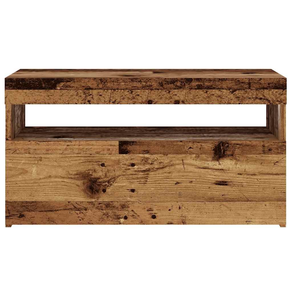 Tv-meubel met LED 75x35x40 cm bewerkt hout oud hout is nu te koop bij PeponiXL, paradijselijk wonen!