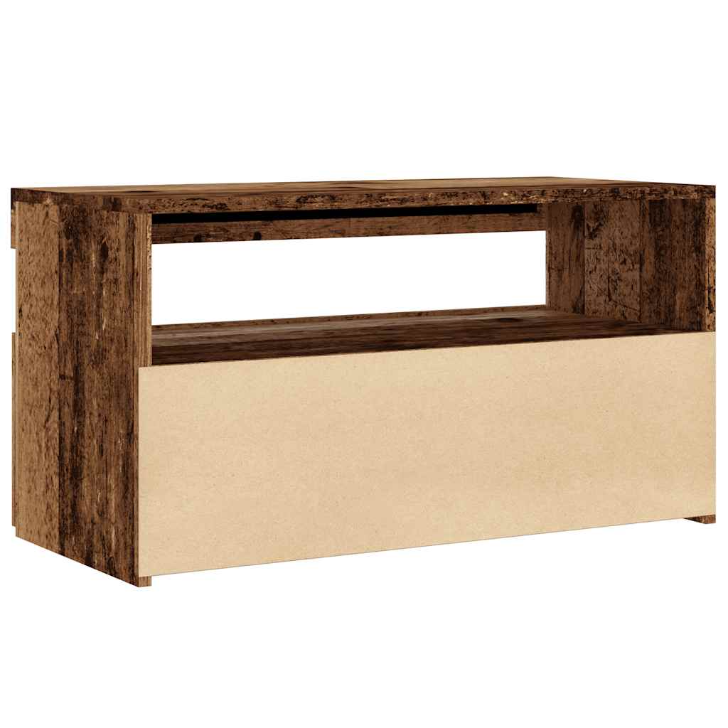 Tv-meubel met LED 75x35x40 cm bewerkt hout oud hout is nu te koop bij PeponiXL, paradijselijk wonen!