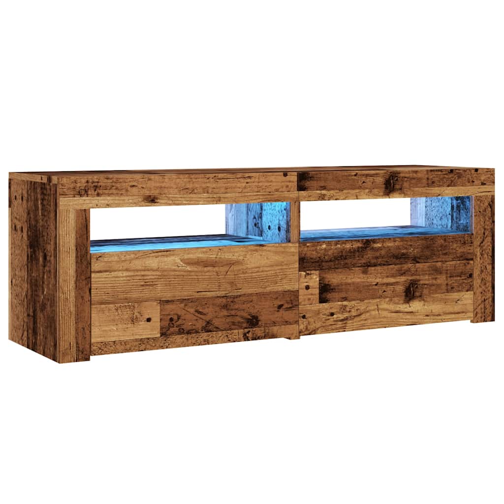 Tv-meubel met LED 120x35x40 cm bewerkt hout oud hout is nu te koop bij PeponiXL, paradijselijk wonen!