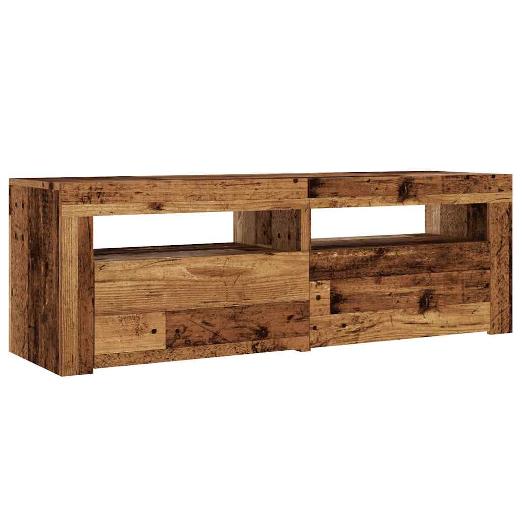 Tv-meubel met LED 120x35x40 cm bewerkt hout oud hout is nu te koop bij PeponiXL, paradijselijk wonen!