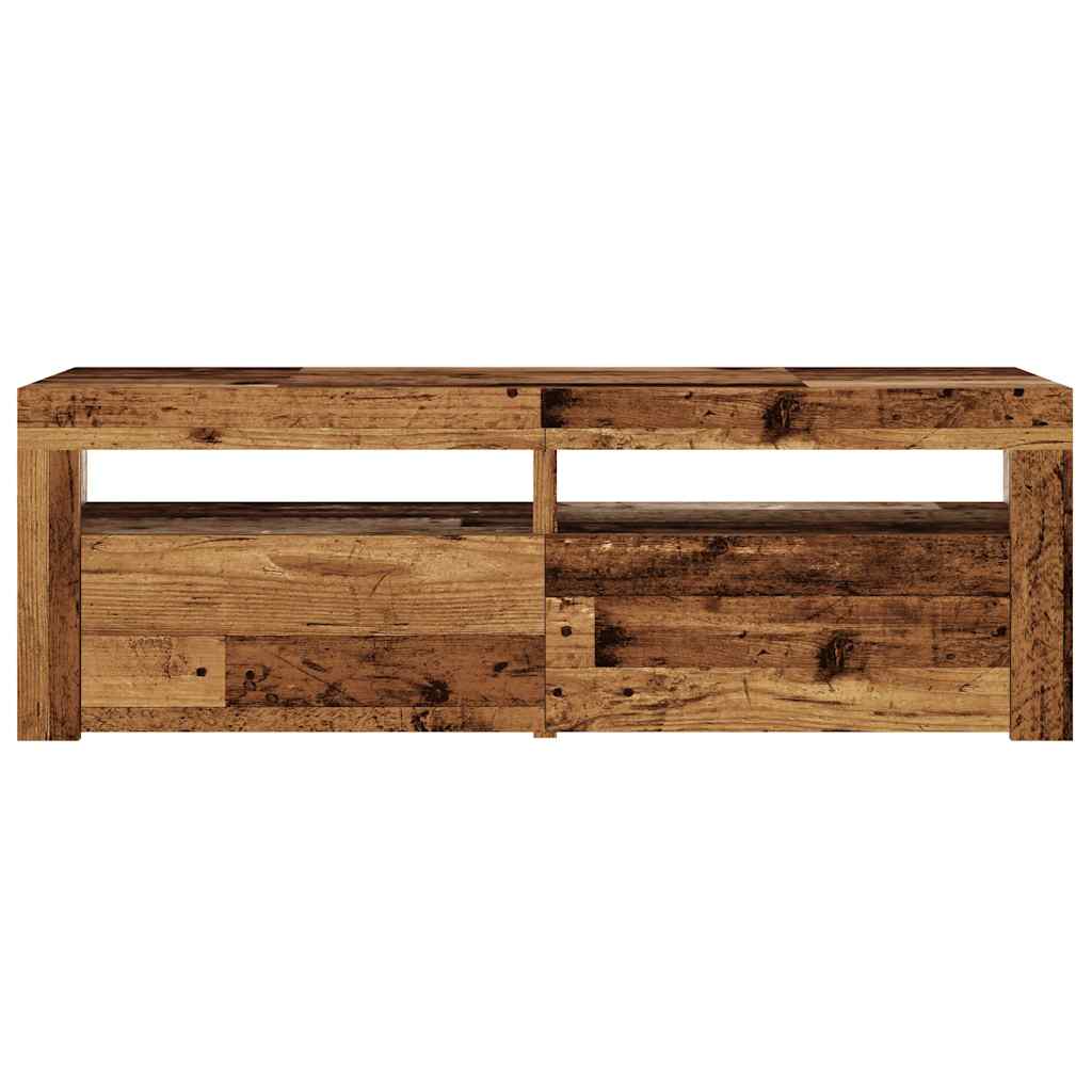 Tv-meubel met LED 120x35x40 cm bewerkt hout oud hout is nu te koop bij PeponiXL, paradijselijk wonen!
