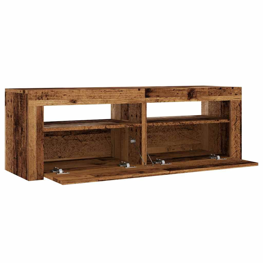 Tv-meubel met LED 120x35x40 cm bewerkt hout oud hout is nu te koop bij PeponiXL, paradijselijk wonen!