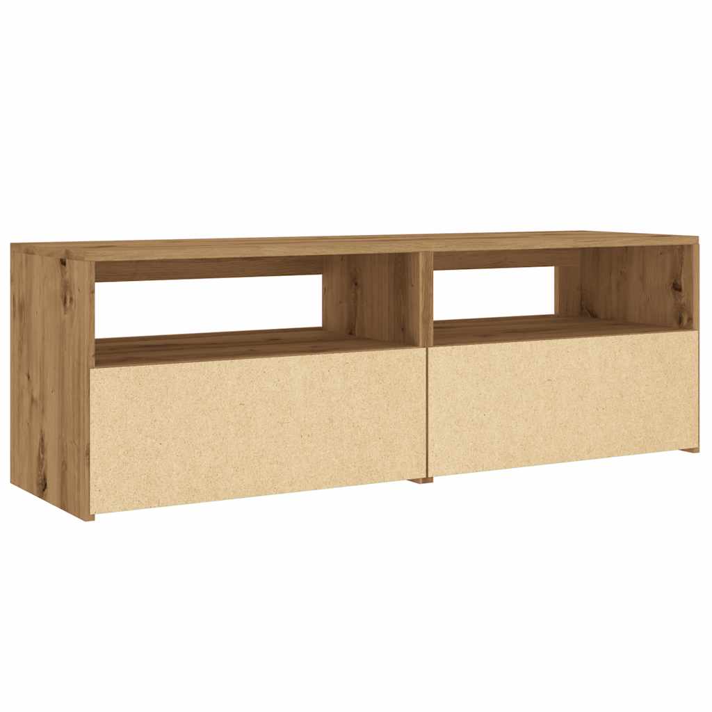 Tv-meubel met LED 120x35x40 cm bewerkt hout artisanaal eiken is nu te koop bij PeponiXL, paradijselijk wonen!