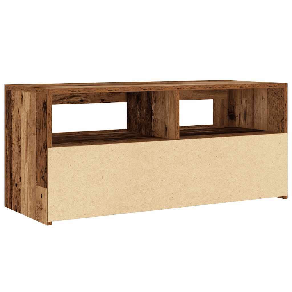 Tv-meubel met LED 90x35x40 cm bewerkt hout oud hout is nu te koop bij PeponiXL, paradijselijk wonen!