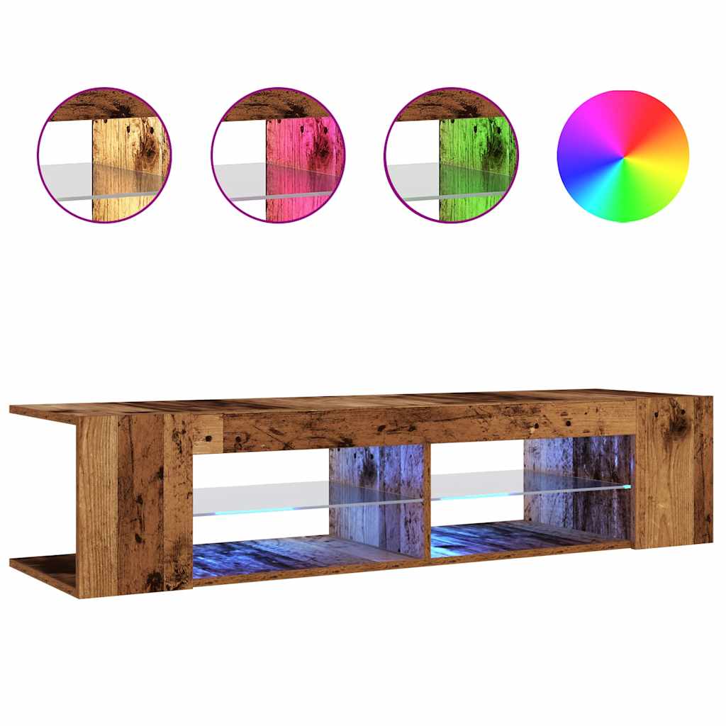 Tv-meubel met LED 135x39x30 cm bewerkt hout oud hout is nu te koop bij PeponiXL, paradijselijk wonen!