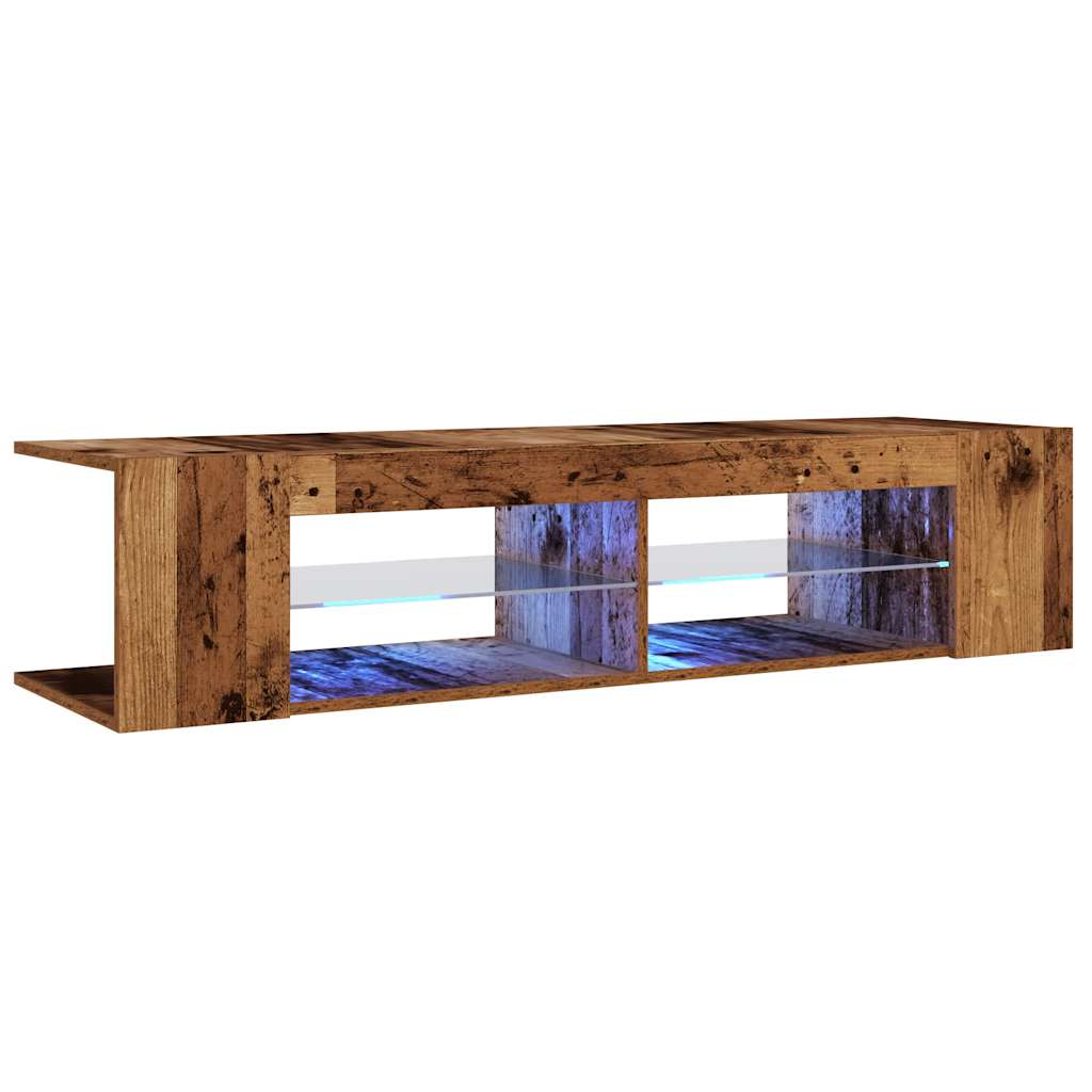 Tv-meubel met LED 135x39x30 cm bewerkt hout oud hout is nu te koop bij PeponiXL, paradijselijk wonen!