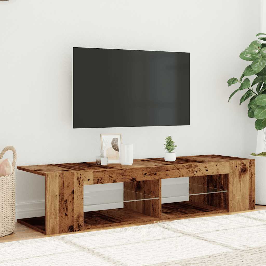 Tv-meubel met LED 135x39x30 cm bewerkt hout oud hout is nu te koop bij PeponiXL, paradijselijk wonen!