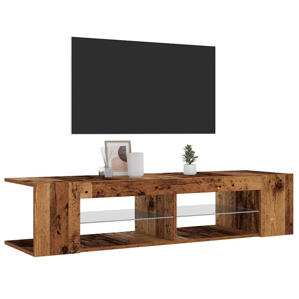 Tv-meubel met LED 135x39x30 cm bewerkt hout oud hout is nu te koop bij PeponiXL, paradijselijk wonen!