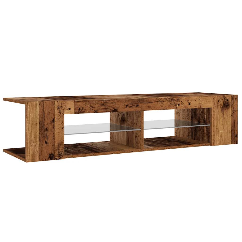 Tv-meubel met LED 135x39x30 cm bewerkt hout oud hout is nu te koop bij PeponiXL, paradijselijk wonen!