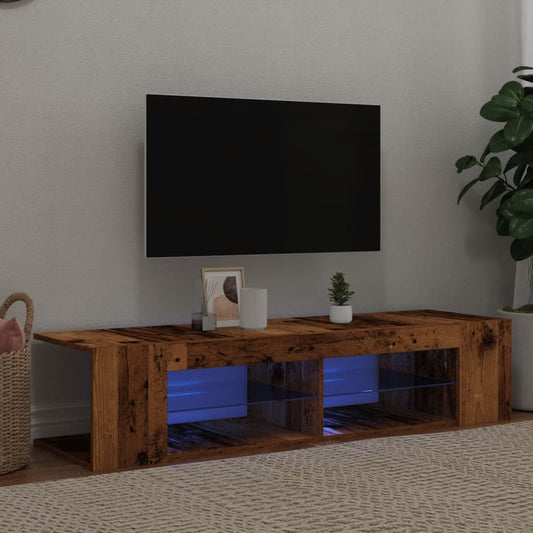 Tv-meubel met LED 135x39x30 cm bewerkt hout oud hout is nu te koop bij PeponiXL, paradijselijk wonen!