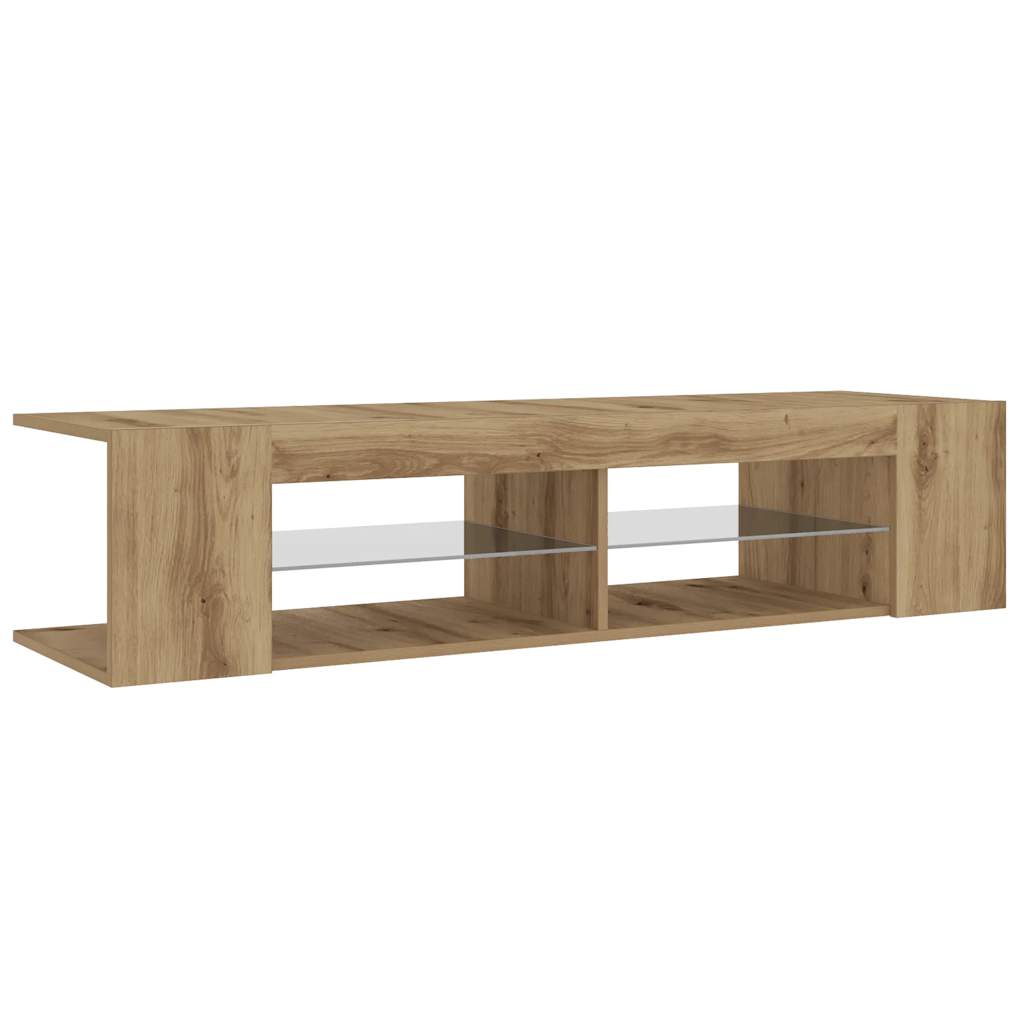 Tv-meubel met LED 135x39x30 cm bewerkt hout artisanaal eiken is nu te koop bij PeponiXL, paradijselijk wonen!