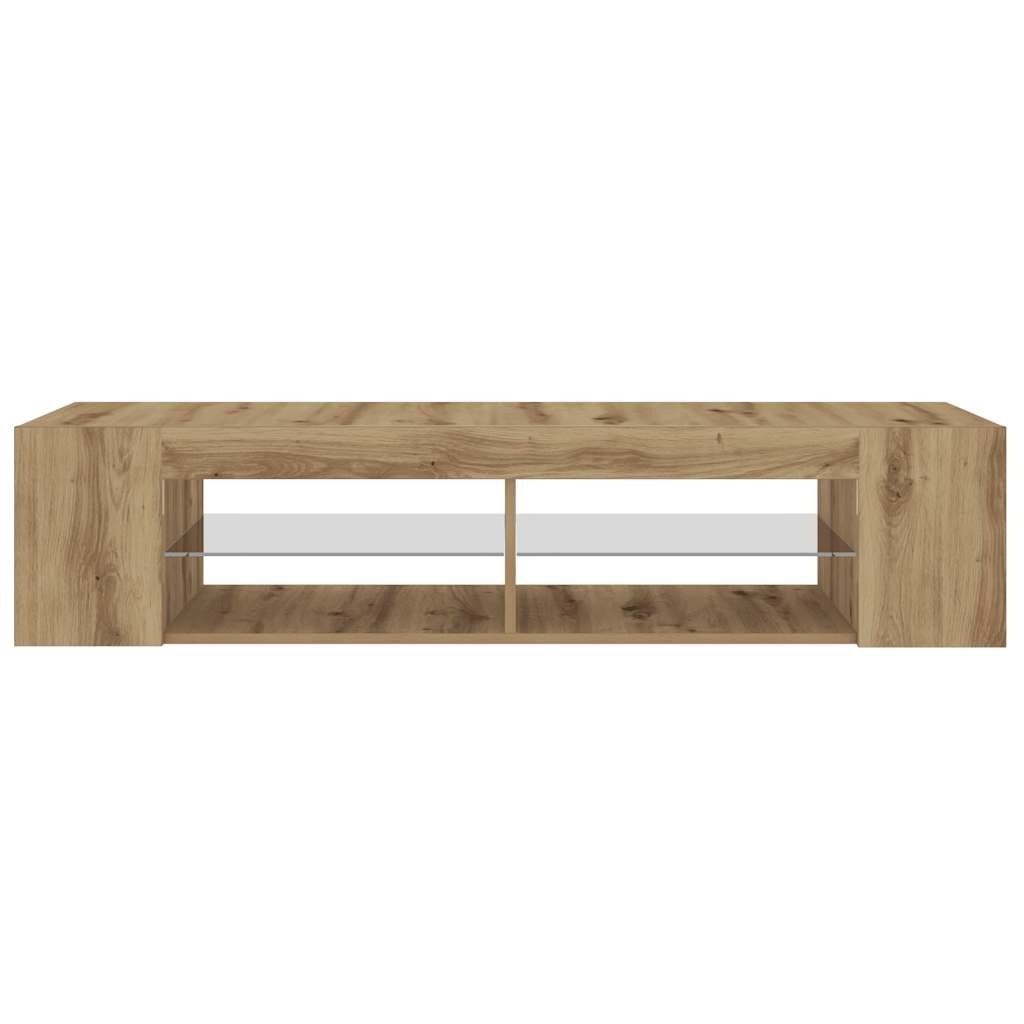 Tv-meubel met LED 135x39x30 cm bewerkt hout artisanaal eiken is nu te koop bij PeponiXL, paradijselijk wonen!