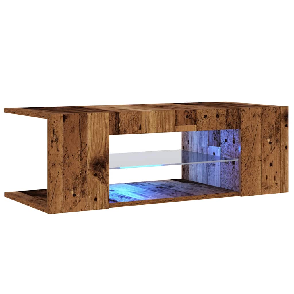 Tv-meubel met LED 90x39x30 cm bewerkt hout oud hout is nu te koop bij PeponiXL, paradijselijk wonen!