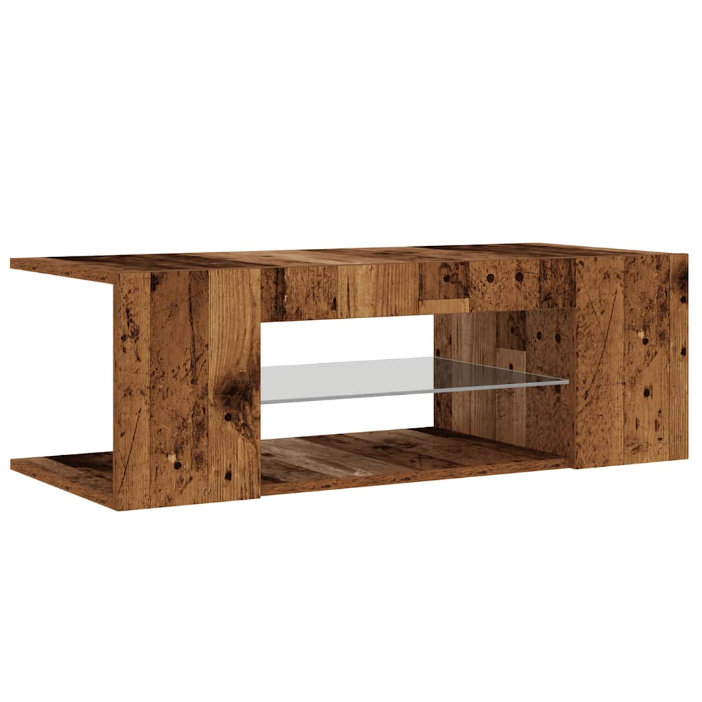 Tv-meubel met LED 90x39x30 cm bewerkt hout oud hout is nu te koop bij PeponiXL, paradijselijk wonen!