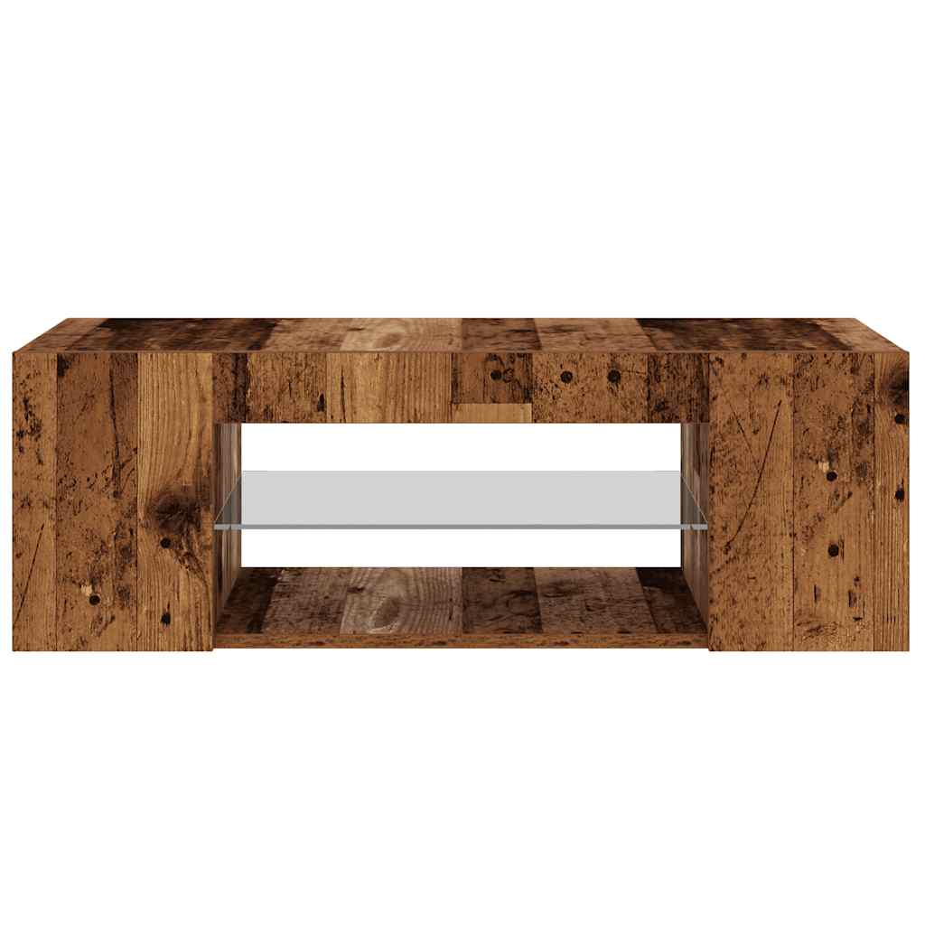 Tv-meubel met LED 90x39x30 cm bewerkt hout oud hout is nu te koop bij PeponiXL, paradijselijk wonen!