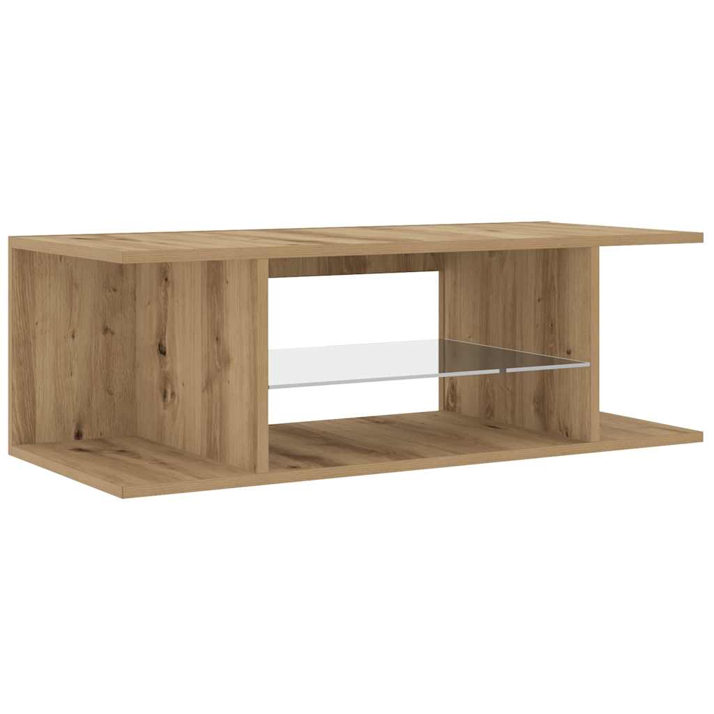 Tv-meubel met LED 90x39x30 cm bewerkt hout artisanaal eiken is nu te koop bij PeponiXL, paradijselijk wonen!