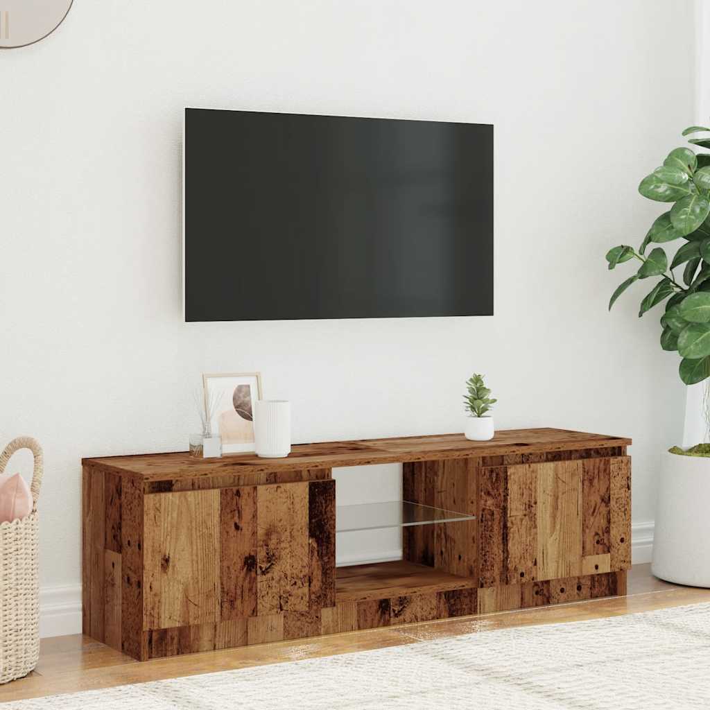 Tv-meubel met LED 120x30x36 cm bewerkt hout oud hout is nu te koop bij PeponiXL, paradijselijk wonen!