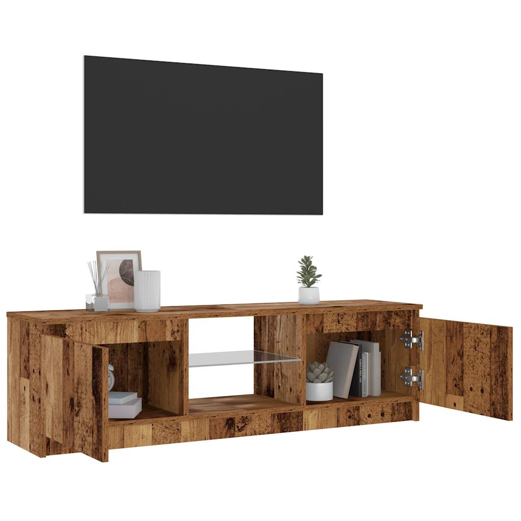 Tv-meubel met LED 120x30x36 cm bewerkt hout oud hout is nu te koop bij PeponiXL, paradijselijk wonen!