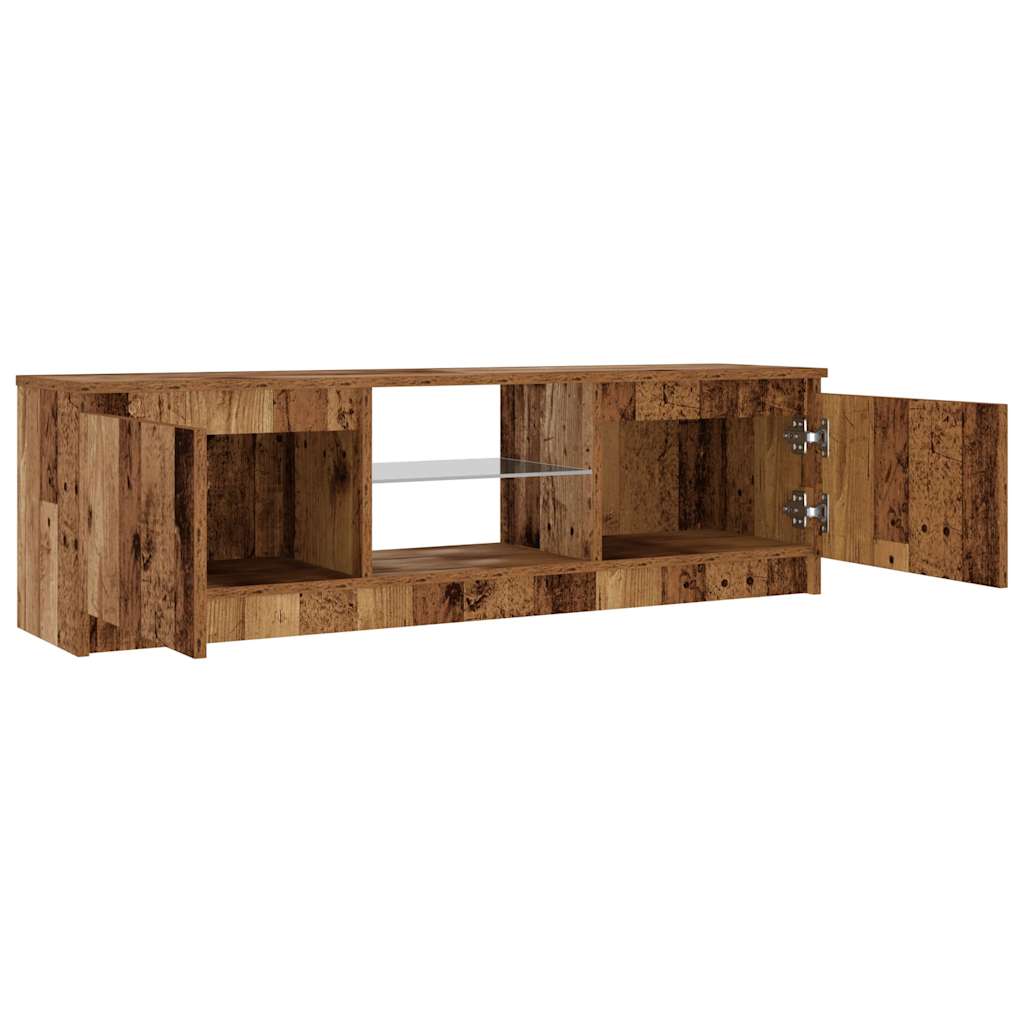 Tv-meubel met LED 120x30x36 cm bewerkt hout oud hout is nu te koop bij PeponiXL, paradijselijk wonen!