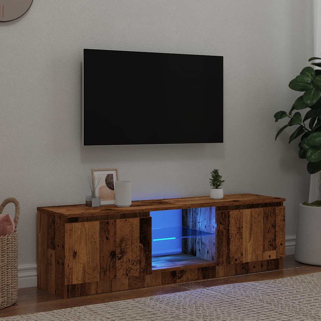 Tv-meubel met LED 120x30x36 cm bewerkt hout oud hout is nu te koop bij PeponiXL, paradijselijk wonen!