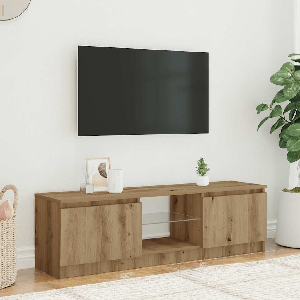 Tv-meubel met LED 120x30x36 cm bewerkt hout artisanaal eiken is nu te koop bij PeponiXL, paradijselijk wonen!