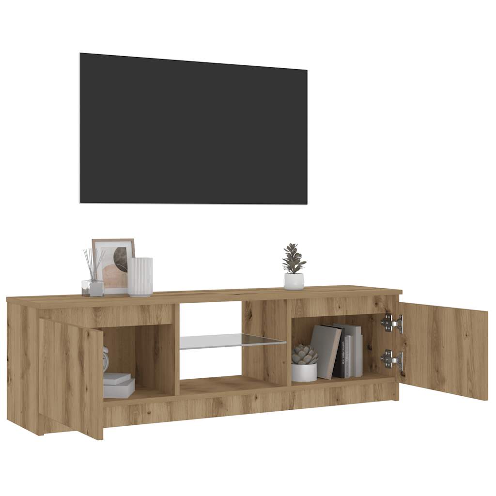 Tv-meubel met LED 120x30x36 cm bewerkt hout artisanaal eiken is nu te koop bij PeponiXL, paradijselijk wonen!