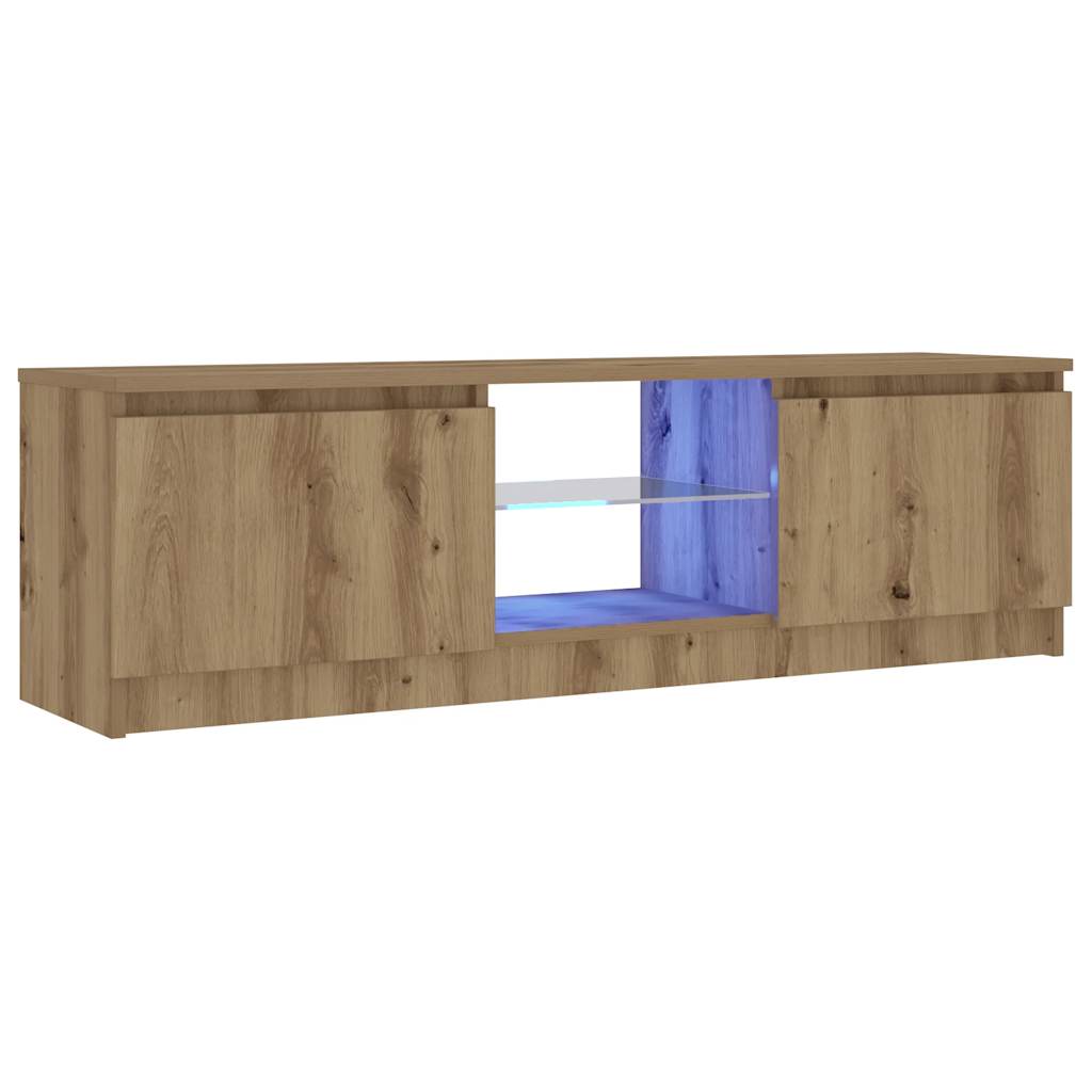 Tv-meubel met LED 120x30x36 cm bewerkt hout artisanaal eiken is nu te koop bij PeponiXL, paradijselijk wonen!