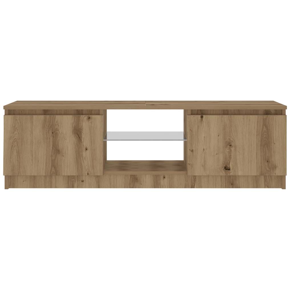 Tv-meubel met LED 120x30x36 cm bewerkt hout artisanaal eiken is nu te koop bij PeponiXL, paradijselijk wonen!