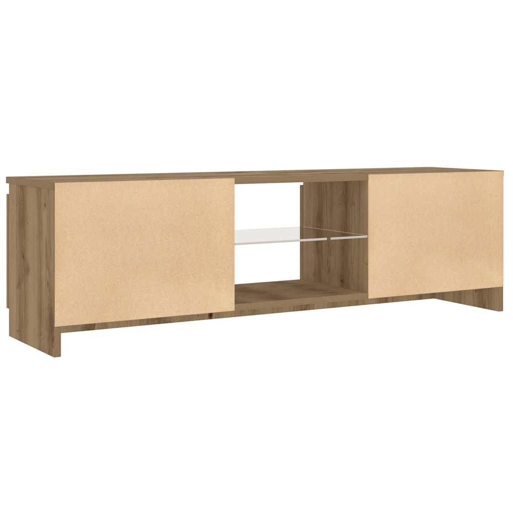 Tv-meubel met LED 120x30x36 cm bewerkt hout artisanaal eiken is nu te koop bij PeponiXL, paradijselijk wonen!