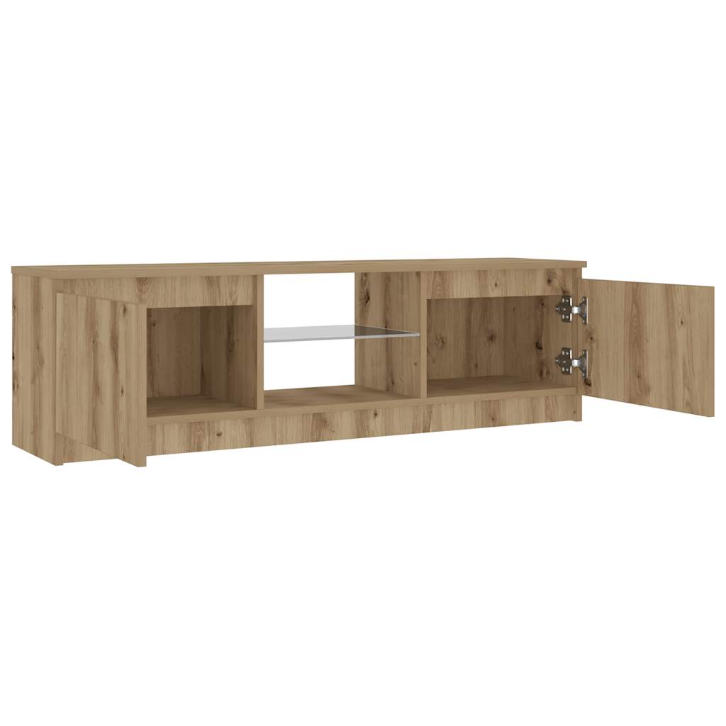 Tv-meubel met LED 120x30x36 cm bewerkt hout artisanaal eiken is nu te koop bij PeponiXL, paradijselijk wonen!